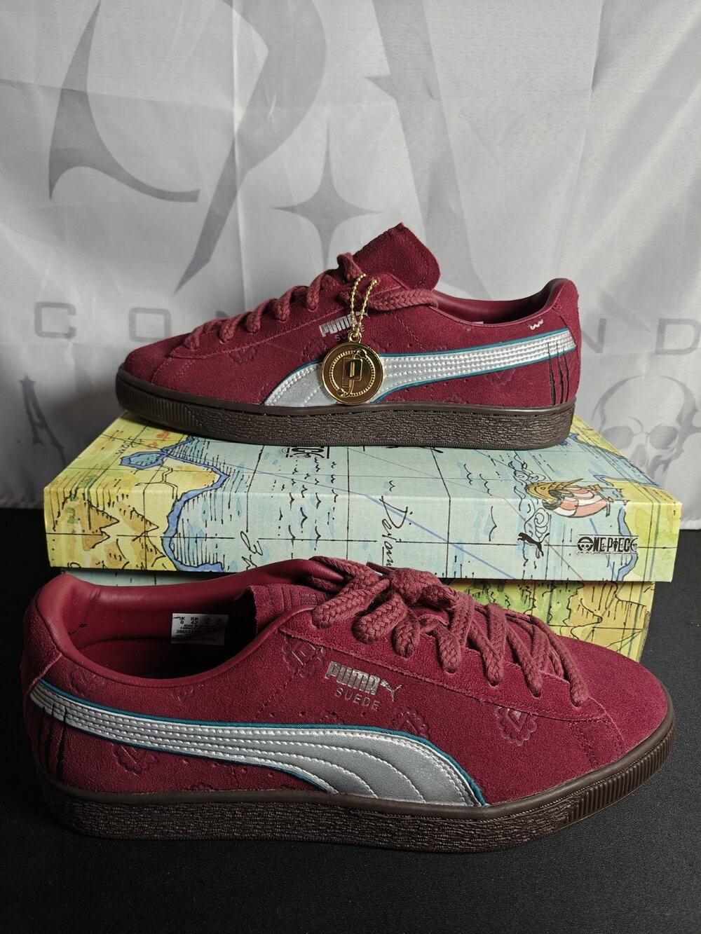 Puma X One Piece Men's 9 Red Hair Pirates Burgundy Suede Sneaker NWB